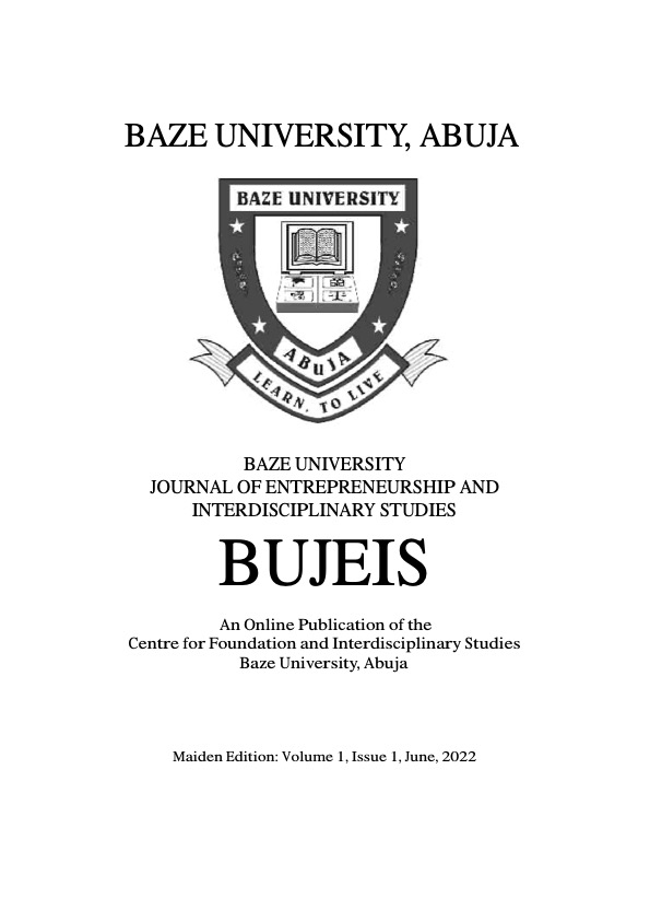 					View Vol. 1 No. 1 (2022): Baze University Journal of Entrepreneurship and Interdisciplinary Studies
				